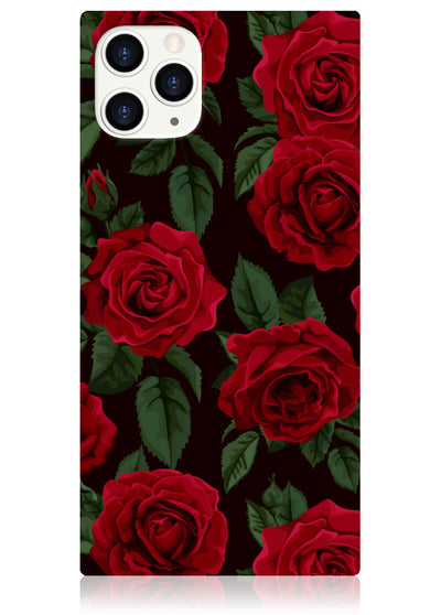 Rose Print Square iPhone Case #iPhone 11 Pro Max