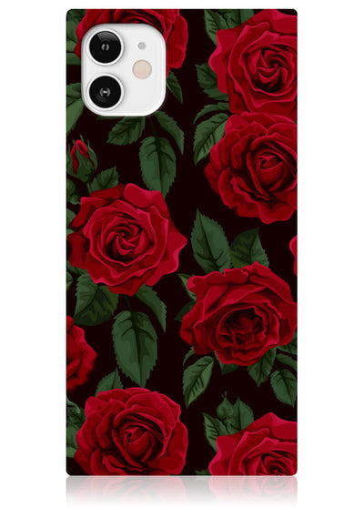 Rose Print Square iPhone Case #iPhone 12 Mini