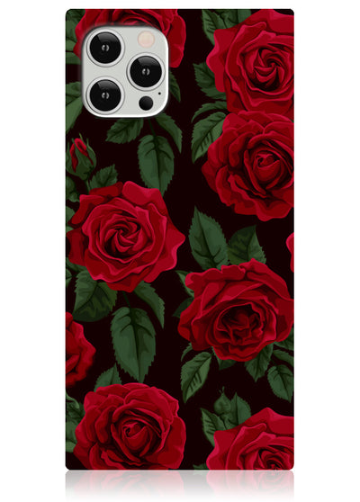 Rose Print Square iPhone Case #iPhone 12 / iPhone 12 Pro
