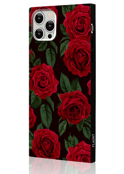 Rose Print Square iPhone Case #iPhone 12 Pro Max