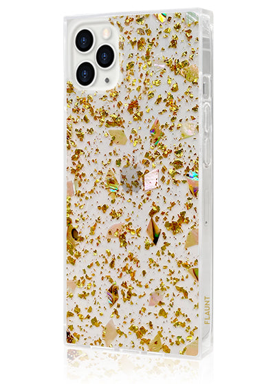 Shell and Gold Flake Square iPhone Case #iPhone 11 Pro