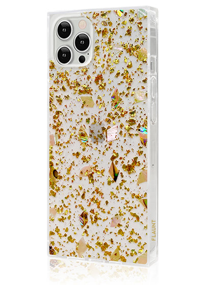 Shell and Gold Flake Square iPhone Case #iPhone 12 / iPhone 12 Pro