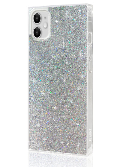 Silver Glitter Square iPhone Case #iPhone 11