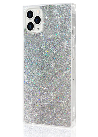 Silver Glitter Square iPhone Case #iPhone 11 Pro