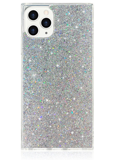 Silver Glitter Square iPhone Case #iPhone 11 Pro Max