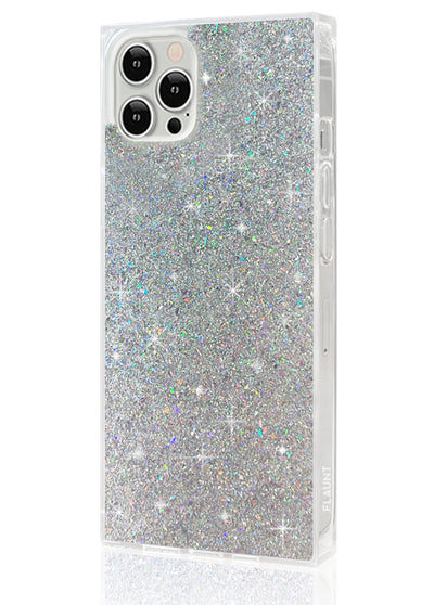 Silver Glitter Square iPhone Case #iPhone 12 / iPhone 12 Pro