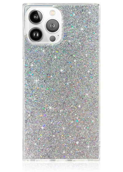 Silver Glitter Square iPhone Case #iPhone 13 Pro Max