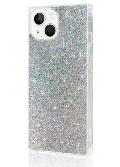 Silver Glitter Square iPhone Case #iPhone 14 Plus