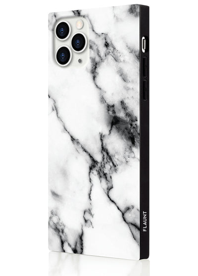 White Marble Square Phone Case #iPhone 11 Pro