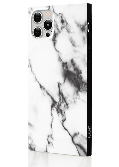 White Marble Square Phone Case #iPhone 12 Pro Max
