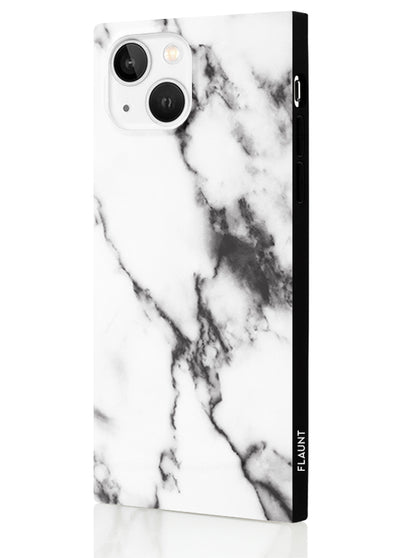 White Marble Square iPhone Case #iPhone 14 Plus