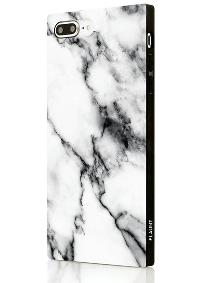 White Marble Square Phone Case #iPhone 7 Plus / iPhone 8 Plus