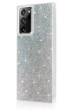 Silver Glitter Square Samsung Galaxy Case #Galaxy Note20 Ultra
