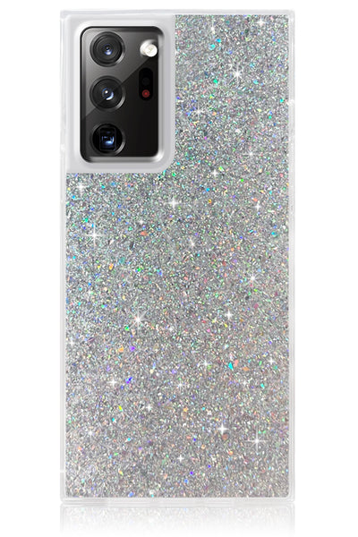 Silver Glitter Square Samsung Galaxy Case #Galaxy Note20 Ultra