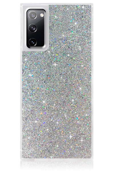 Silver Glitter Square Samsung Galaxy Case #Galaxy S20 FE
