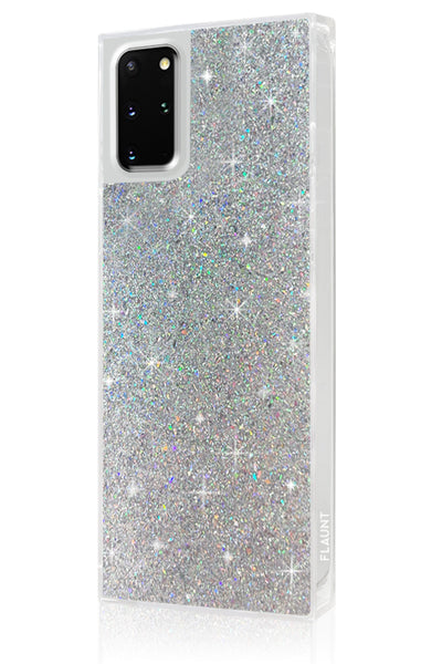 Silver Glitter Square Samsung Galaxy Case #Galaxy S20 Plus