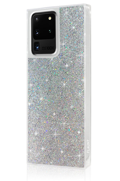 Silver Glitter Square Samsung Galaxy Case #Galaxy S20 Ultra