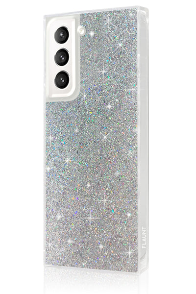 Silver Glitter Square Samsung Galaxy Case #Galaxy S23