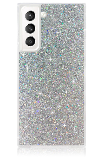 Silver Glitter Square Samsung Galaxy Case #Galaxy S23 Plus